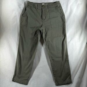 Women’s 12 dark olive chino stretch pants hippie boho neutral spring casual